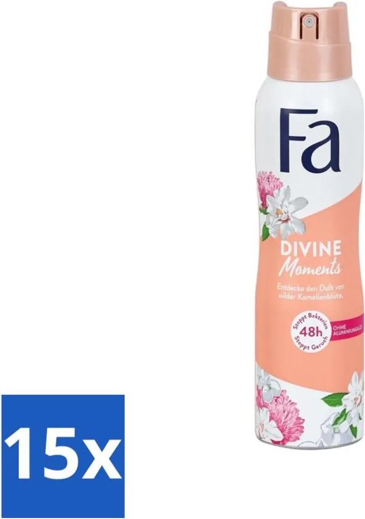 Fa – Divine Moments – Deodorante spray – Fiore di camelia selvatica – 150 ml - Confezione risparmio - 15 pezzi