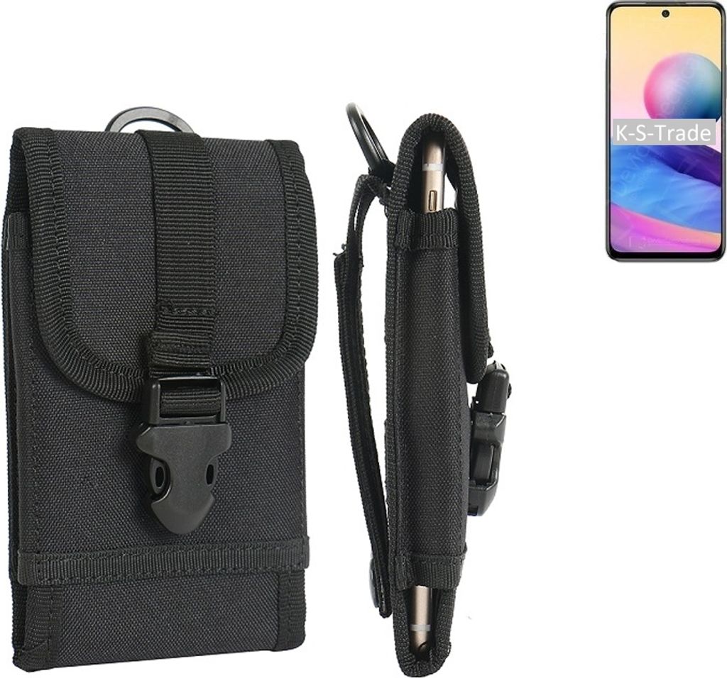 K-S-Trade Holster Handy Hülle kompatibel mit Xiaomi Redmi Note 10 JE Holster Handytasche Gürtel Tasche Schutz Hülle Robust Outdoor schwarz