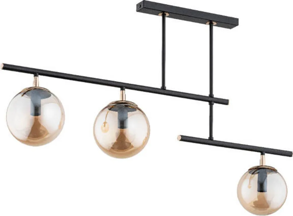 Plafonnier 3 bras style industriel noir et doré pour salon et chambre