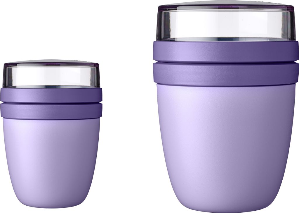 Mepal | Lunchpot Ellipse Duo Pack | Müslibecher & Joghurtbecher | für Tiefkühler, Mikrowelle & Spülmaschine | 300 & 500 ml | Vivid Lilac