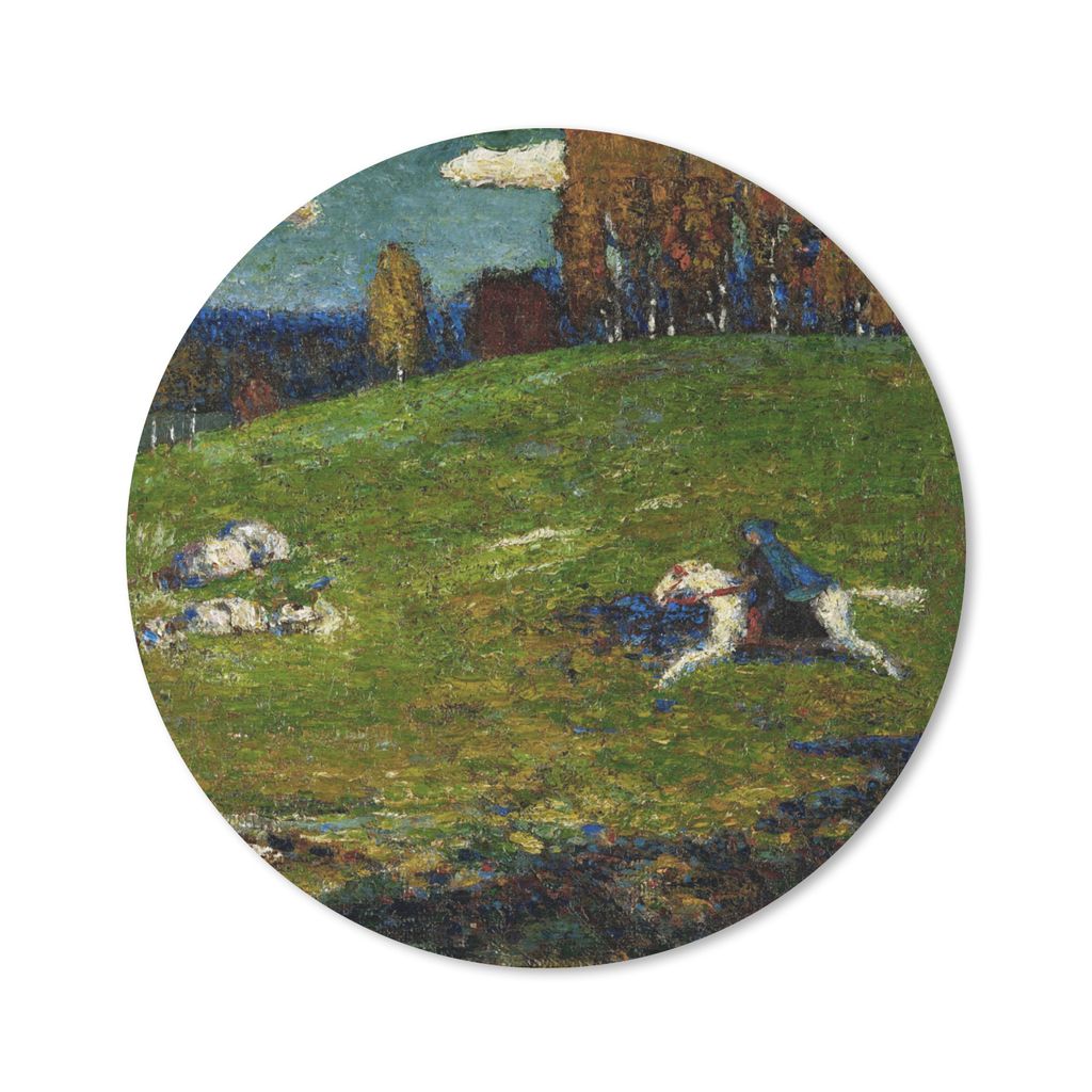 MuchoWow Mauspad Mousepad Der Blaue Reiter - Gemälde von Wassily Kandinsky 20x20 cm - Mousepads - Maus Mat - Pad - Mausunterlage - Schreibtischm...