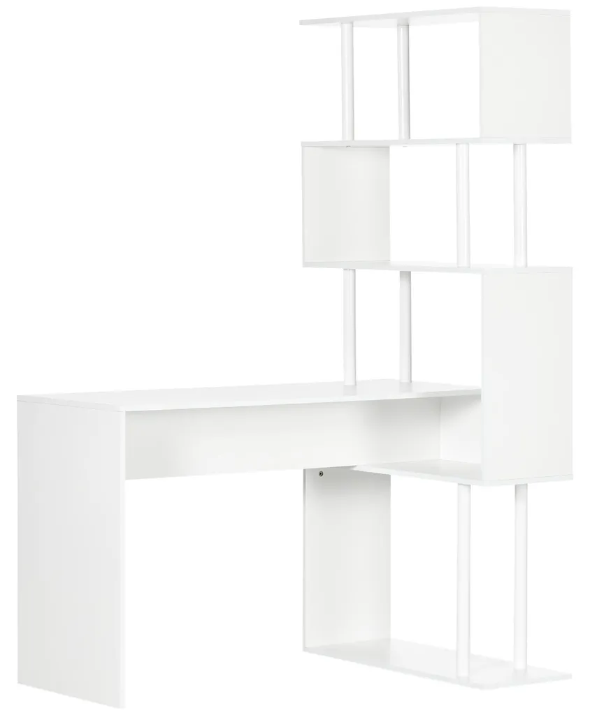 Bureau d'angle compact blanc 120cm : solution gain de place et rangement - 2
