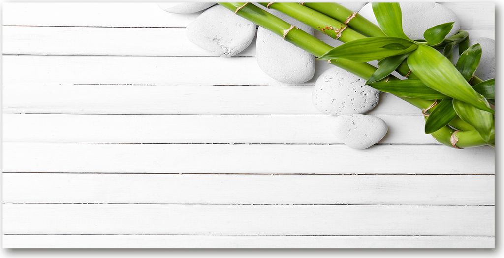 Tulup Glas-Bild -140x70- Wandkunst Dekorative Wand für Küche & Wohnzimmer - Blumen & Pflanzen - Bambus - Grün