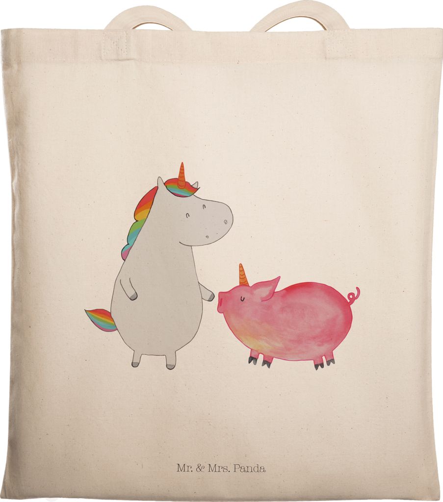Mr. & Mrs. Panda Shopping Tasche Einhorn Schwein - Transparent - Geschenk, Laptoptasche, Tote Bag, Schweinchen, Einkaufstasche, Freundin, Unicorn, ...