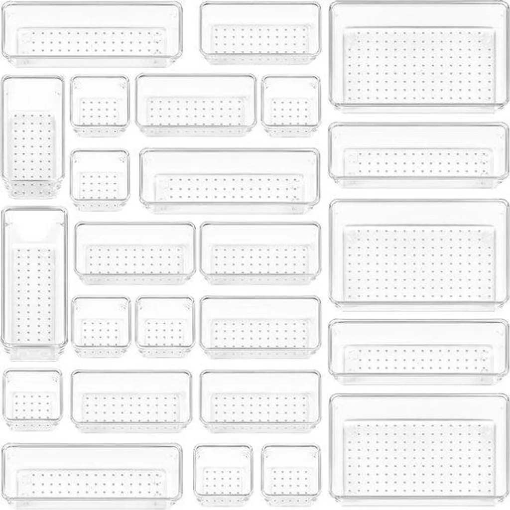 Set de 25 bacs de rangement transparents multi-usages pour la maison