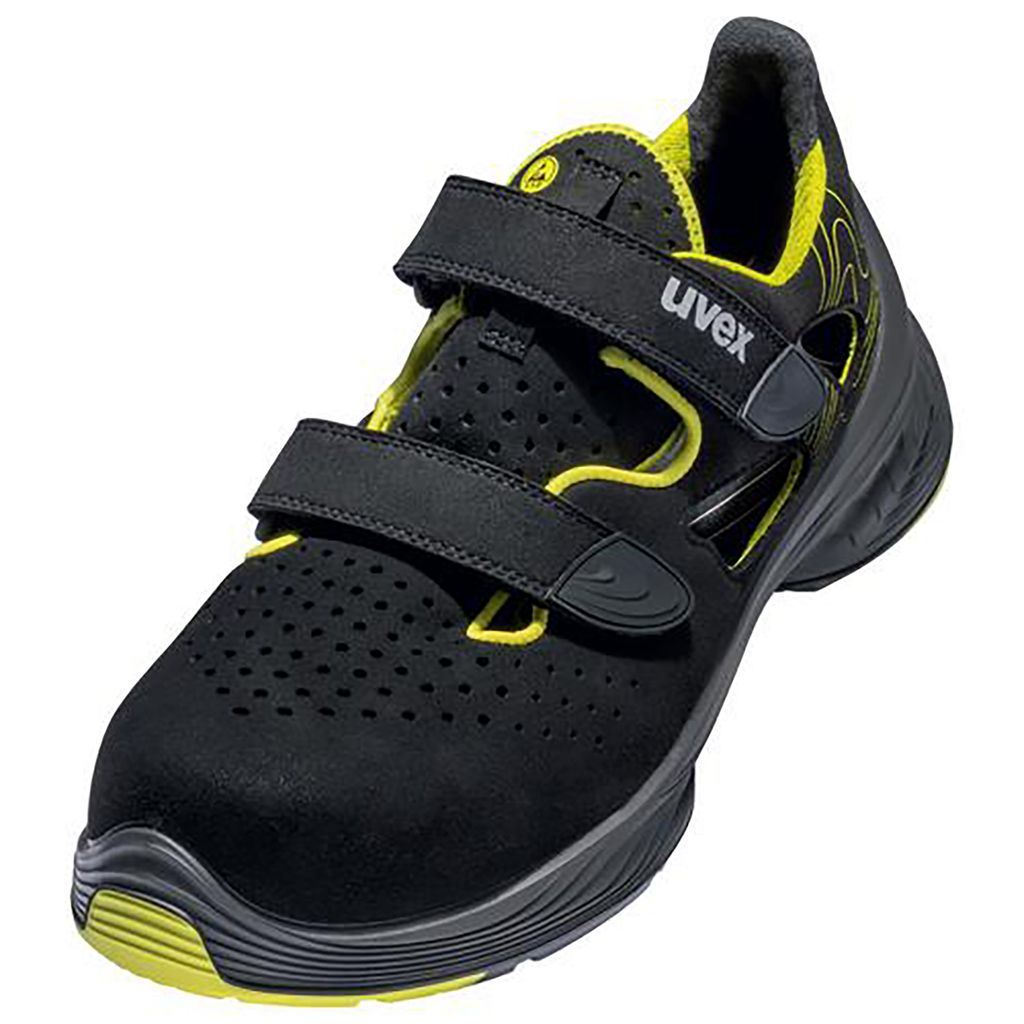 uvex 1 G2 Sandalen S1 schwarz, gelb Weite 11 Gr. 44