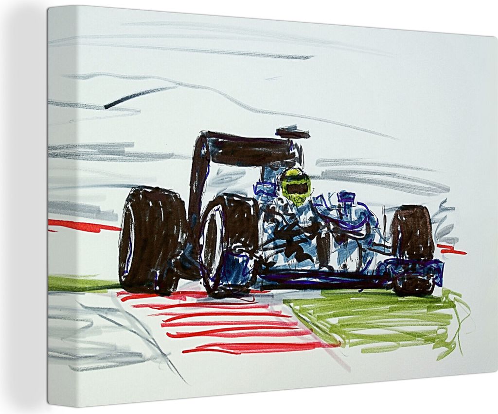 OneMillionCanvasses - Leinwandbilder - 140x90 cm, Eine Illustration eines Formel-1-Rennwagens, Wandbilder Kunstdruck Wanddekoration - Foto auf Le...