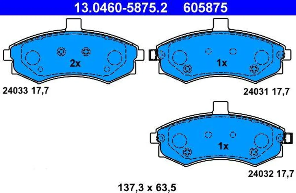 Jeu de Plaquettes de Frein ATE 13.0460-5875.2 pour Elantra et Matrix