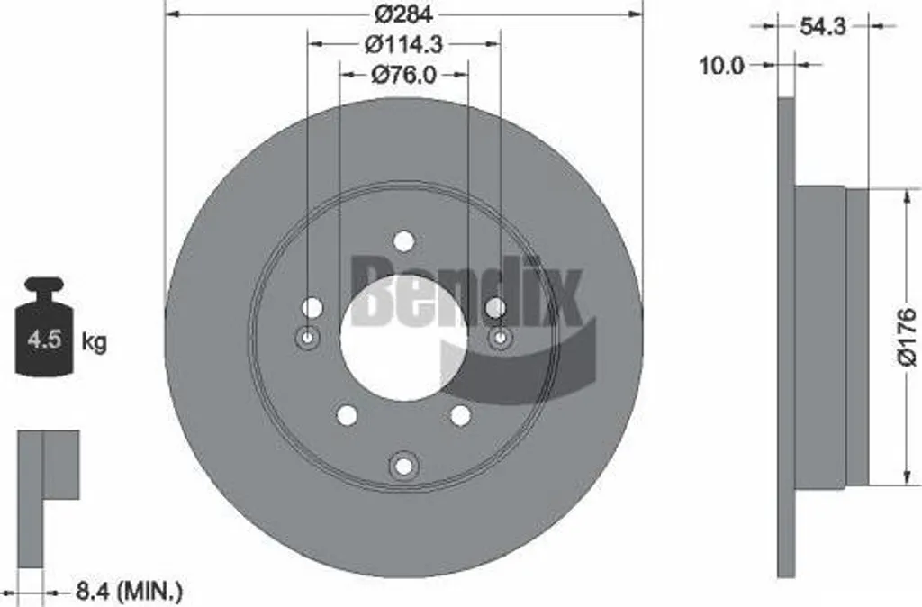 Disque de frein BENDIX BDS1833 OE 584113K100 pour Hyundai et Kia