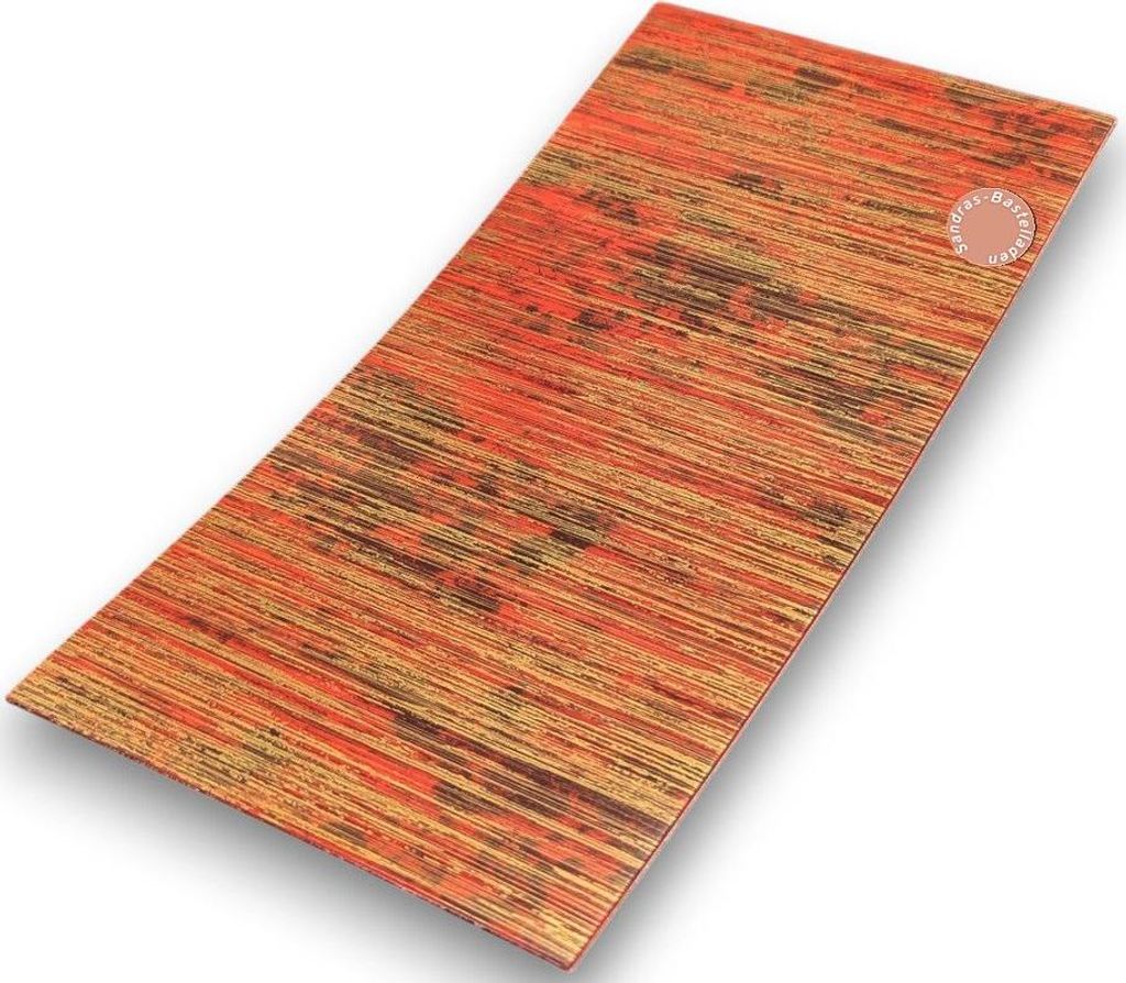 Sandras-Bastelladen - Multicolor Gebürstet - Kerzen Verzierwachsplatte - 200 x 100 x 0,5mm Hellrot-Gold