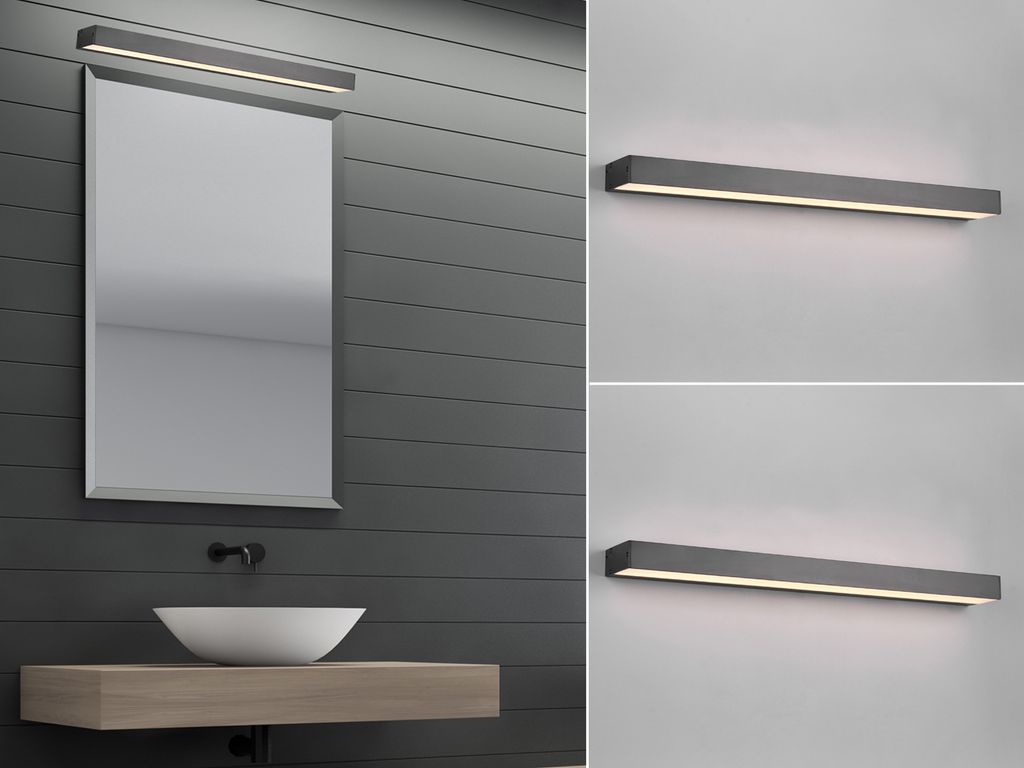 LED Wandlampen Bad 2er Set Schwarz 60cm Spiegelleuchten indirekte Badbeleuchtung