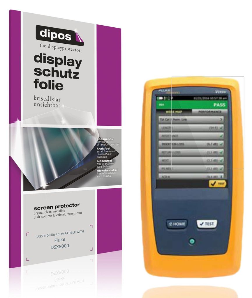 4x Schutzfolie für Fluke DSX8000 klar Displayschutzfolie Folie Display Schutz dipos