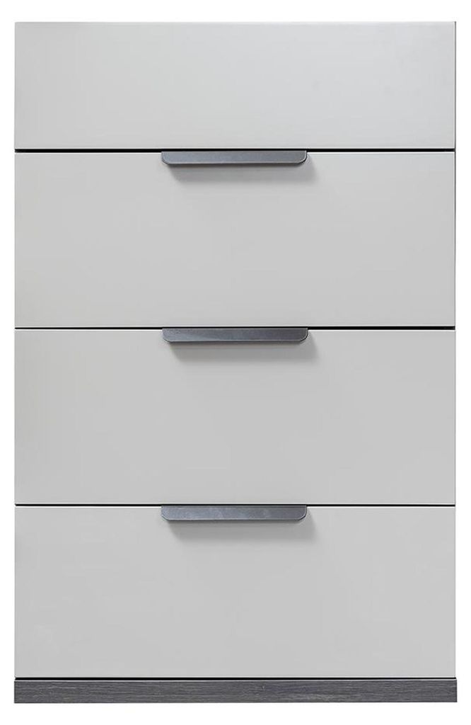Grau-Weiße Edle Kommode Schlafzimmer Designer Holz 4-Schubladen Möbel