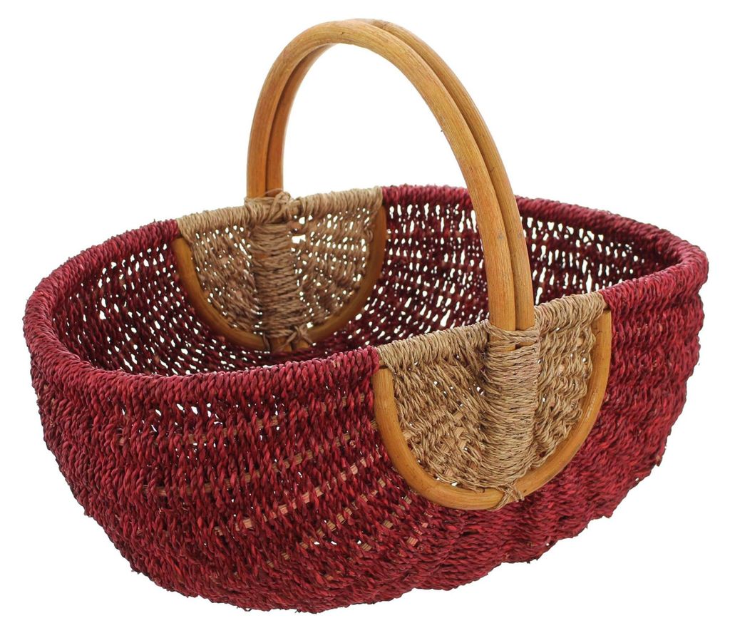Einkaufskorb Rot Seegras & Rattan – Flechtkorb Produktbild 