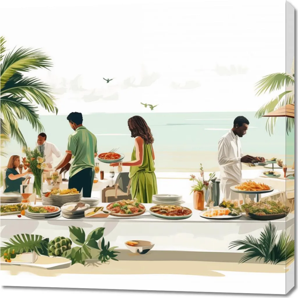 Tableau déco tropical 90x90 cm - Toile murale évasion Parfum de vacances
