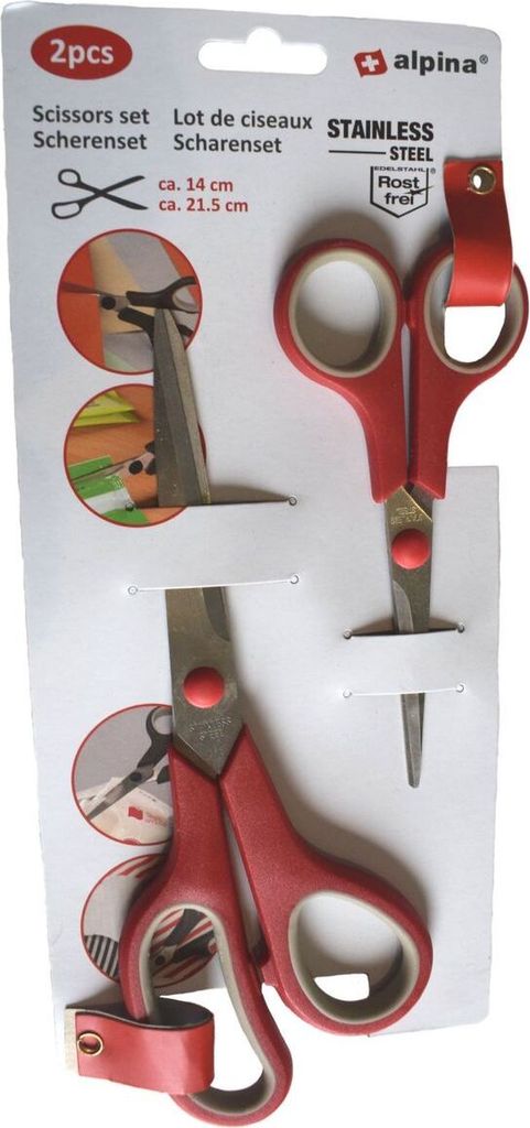 Scherenset 2tlg Multifunktions- Universalscheren Haushalt rot & blau Edelstahl , Farbe:rot