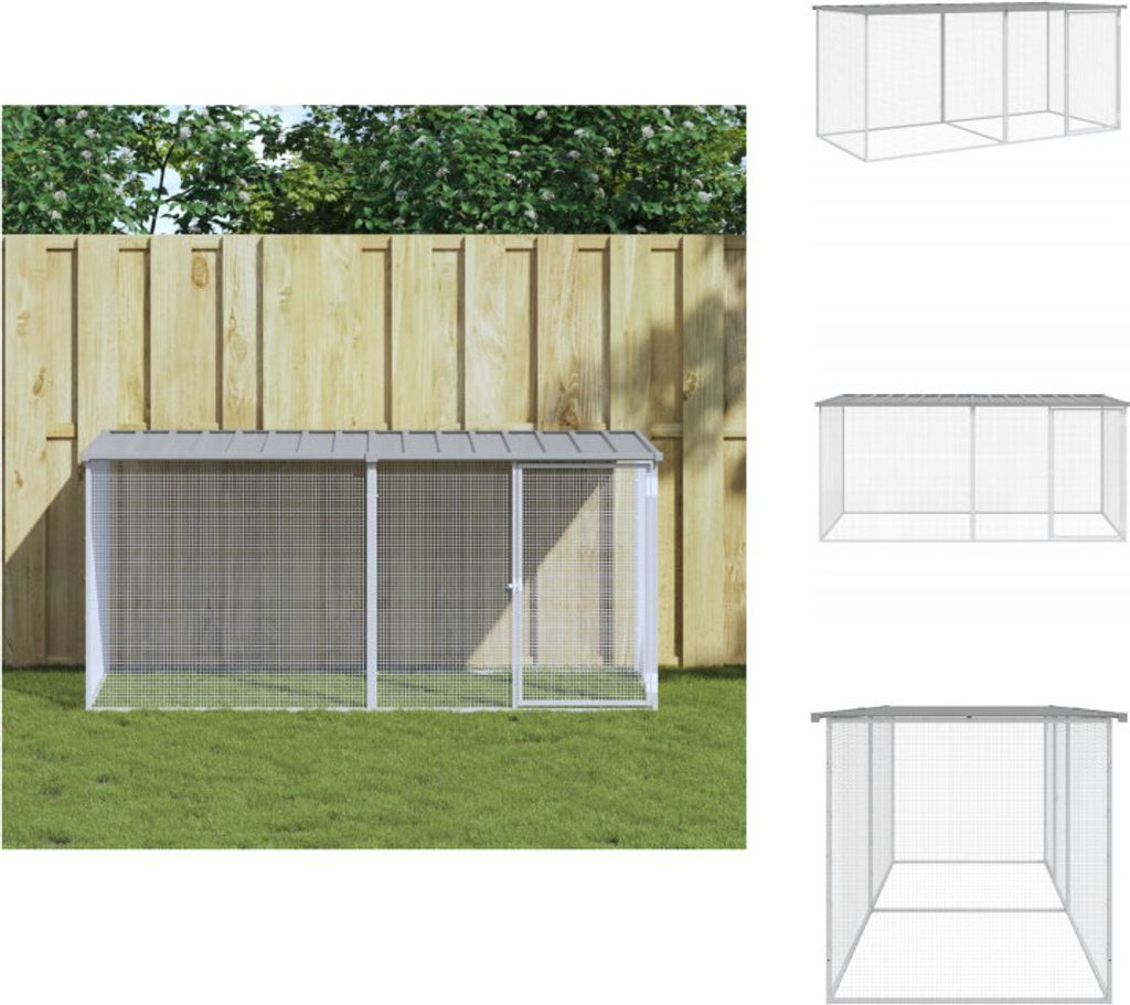 vidaXL Hühnerkäfig mit Dach Hellgrau 203x98x90 cm Verzinkter Stahl - Lebensräume & Gehege für Kleintiere