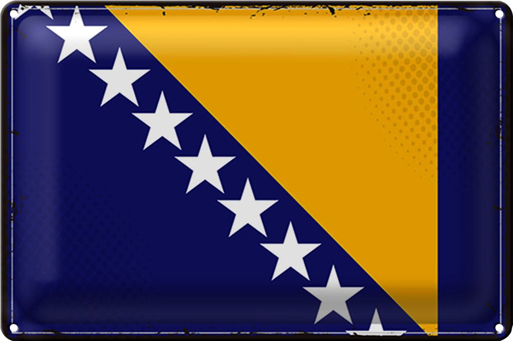 Blechschild Flagge Bosnien und Herzegowina 30x20cm Retro