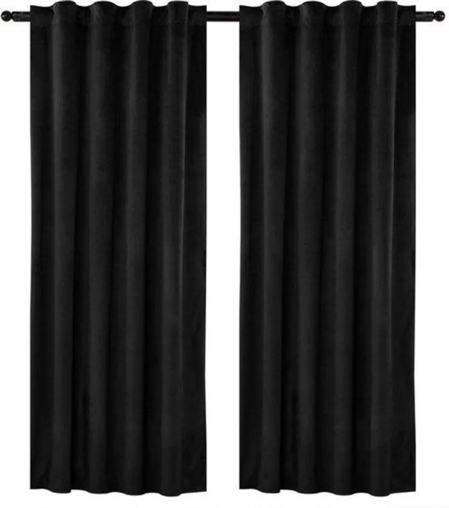 Rideaux en velours noir 140 x 245 cm occultants et isolants thermiques