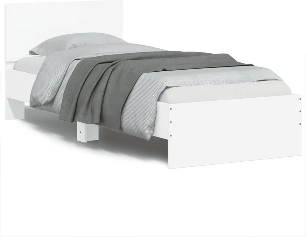 Maison Exclusive - Bettgestell mit Kopfteil und LED-Leuchten Weiß 75x190 cm