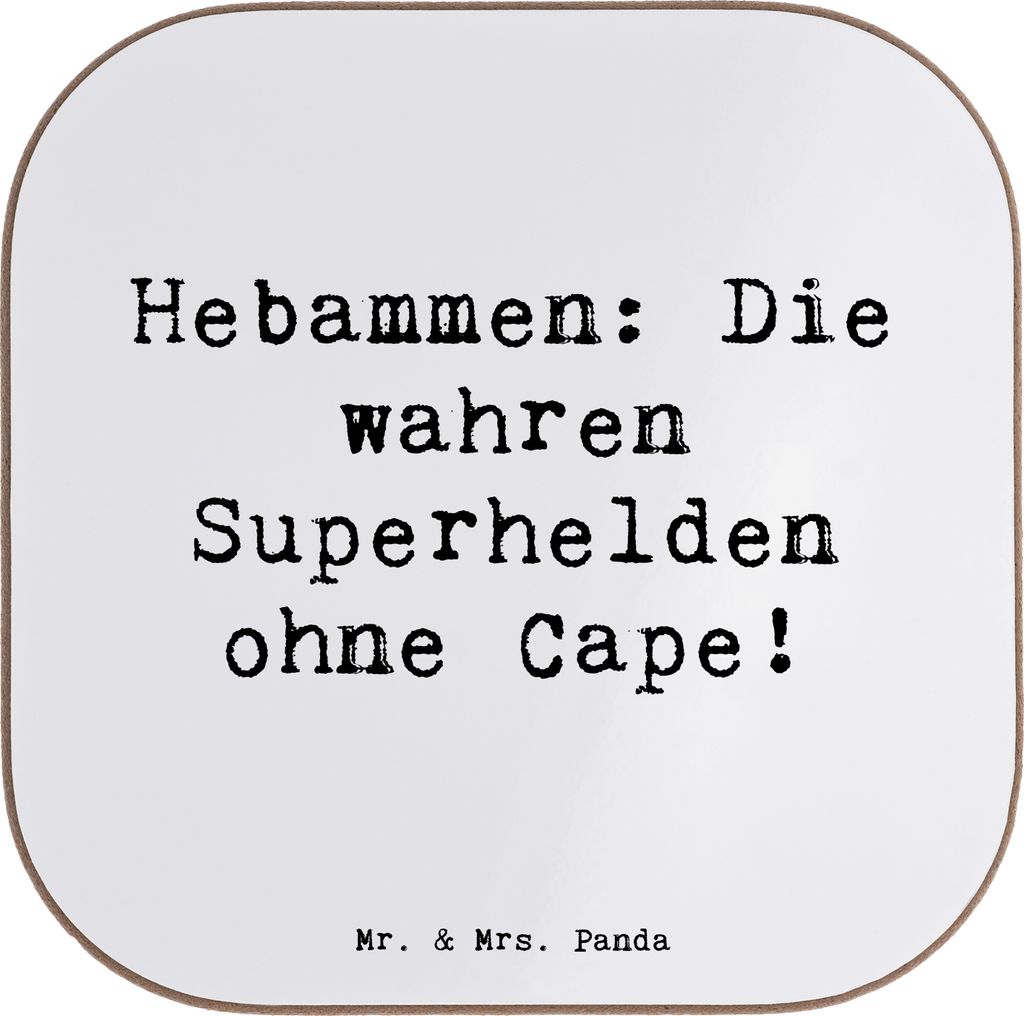 Mr. & Mrs. Panda Untersetzer für Gläser Spruch Hebamme Superheld - Weiß - Geschenk, Berufsalltag, Tischuntersetzer, kreative Geschenke, gläseru...