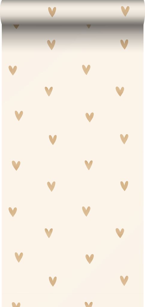 Sanders & Sanders carta da parati cuori beige e oro 53 cm x Immagine del prodotto 