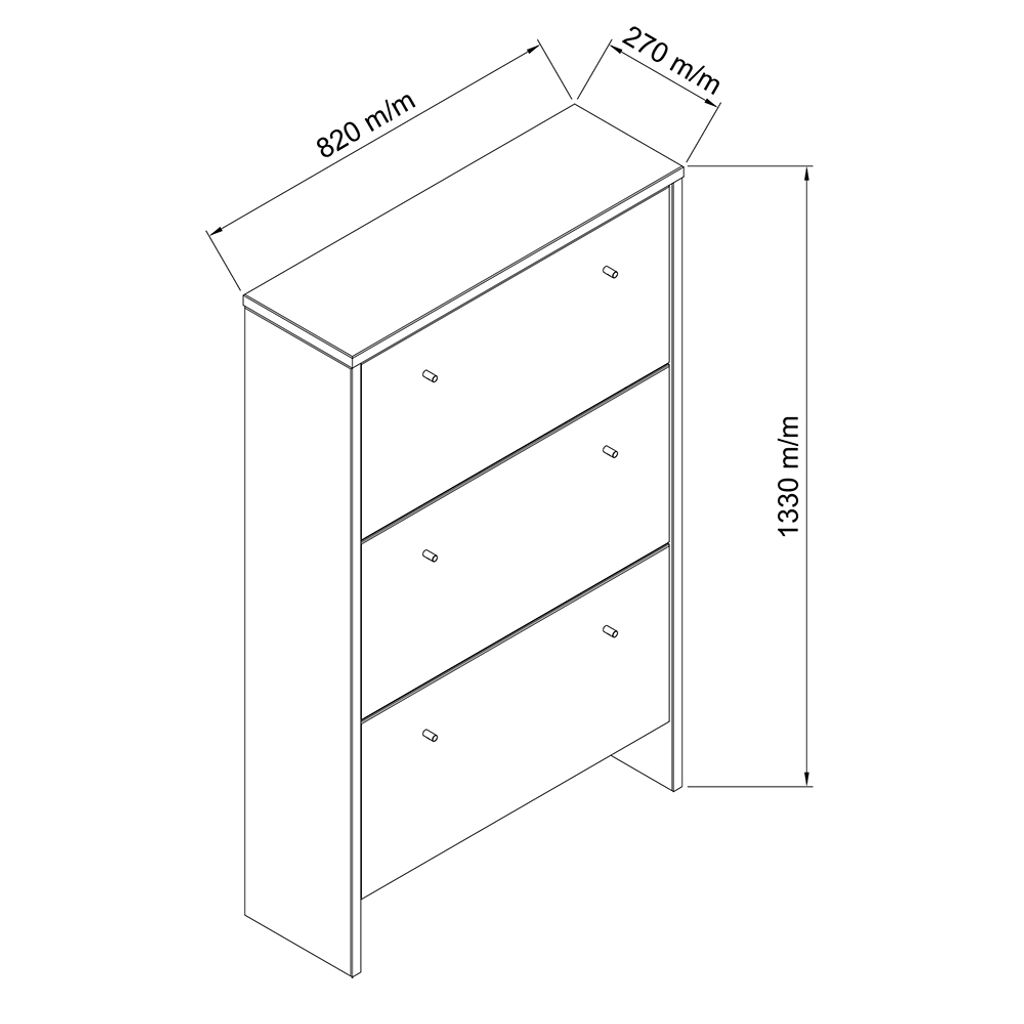 Massivholz Schuhschrank 3 Klappen Buche massiv CUENCA-137