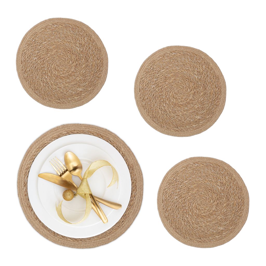 relaxdays 4-teiliges Tischset Wasserhyazinthe