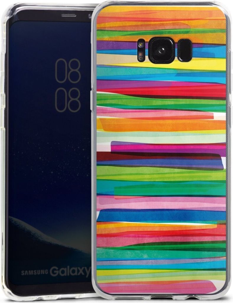 DeinDesign Handyhülle für Samsung Galaxy S8 Plus Silikon Hülle Case Smartphone Schutzhülle Streifen Wasserfarbe bunt