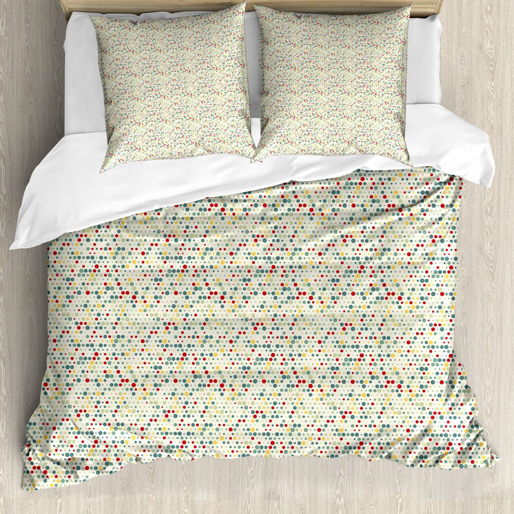 ABAKUHAUS Geometrisch Bettbezug Set für Einzelbetten, Lustige Unregelmäßige Runden, Milbensicher Allergiker geeignet mit Kissenbezug, 200 cm x 2...