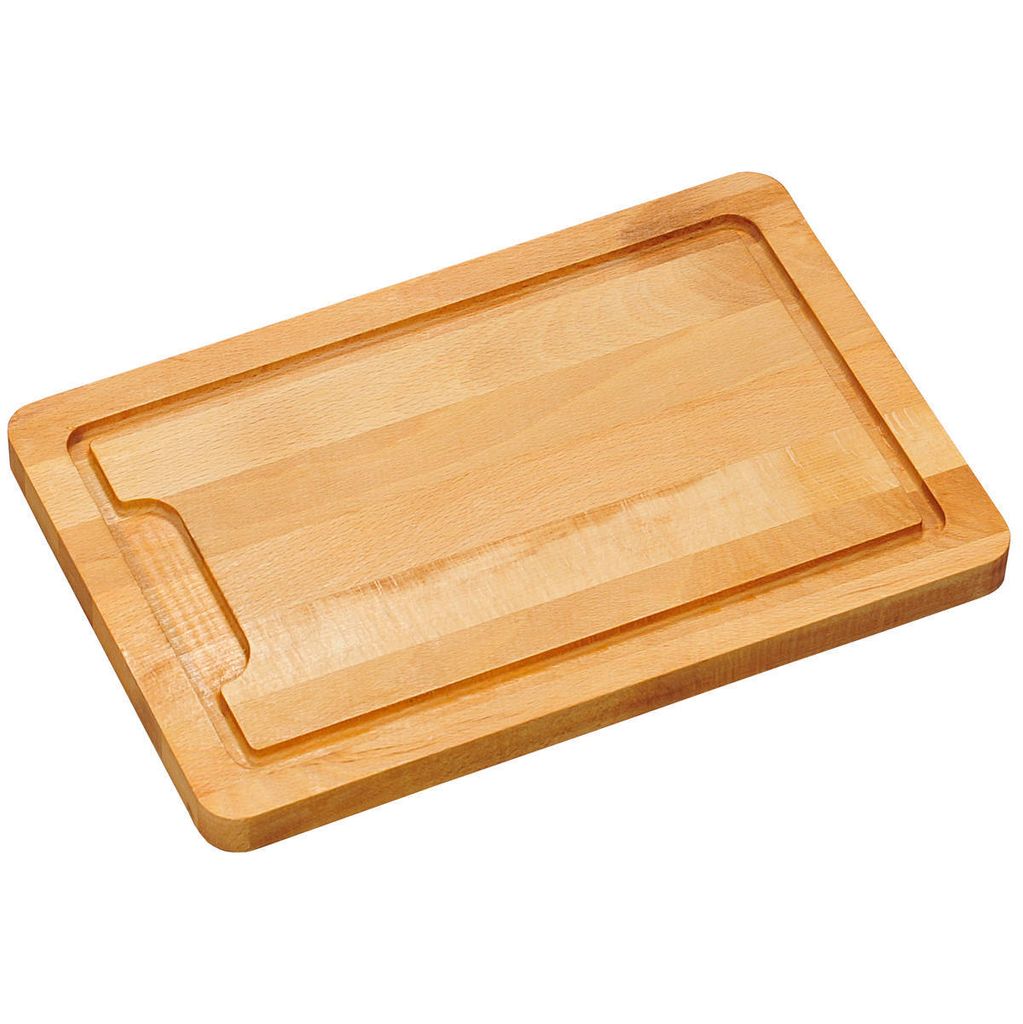 A wooden cutting board on a white background.