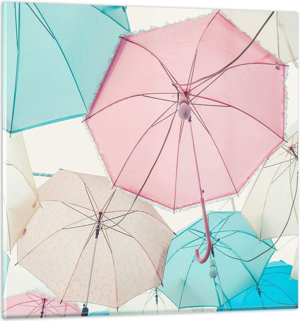 Bilder auf glas - Regenschirme Glühbirne Improvisation - 70x70cm - Glasbilder - Wandbilder - Kunstdruck - Wanddekoration aus Glas - Glas Bilder - ...