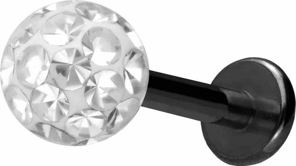 Ohrpiercing, Nasenpiercing Titan Labret mit Innengewinde EPOXY-KUGEL Schwarz Stablänge: 10mm + Stabstärke: 1,6mm + Kugelgröße: 5mm