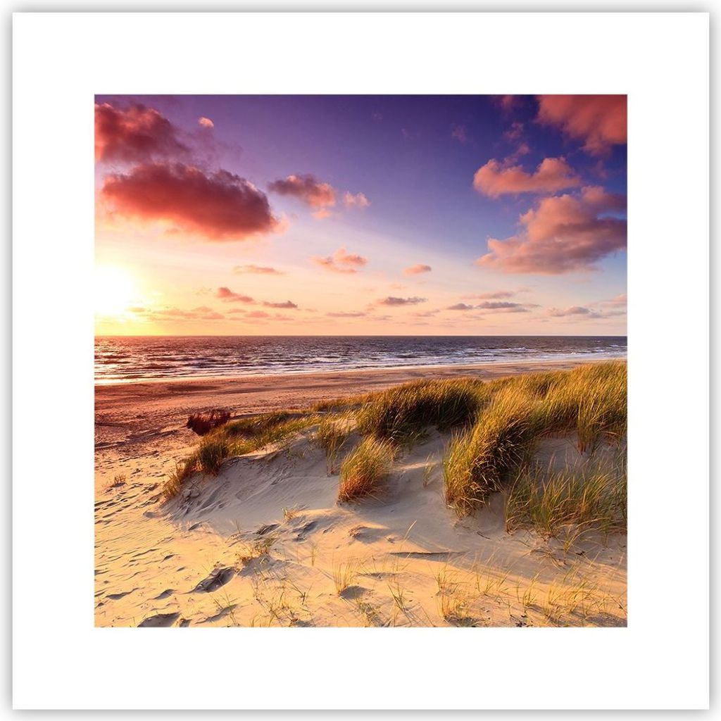 Poster - Poster ohne Rahmen - Meer Strand Düne - 30x30 cm - Wand Bild - Wanddeko - Wandbilder - Kunstposter - Wandposter - Bilder - Kunstdruck - W...