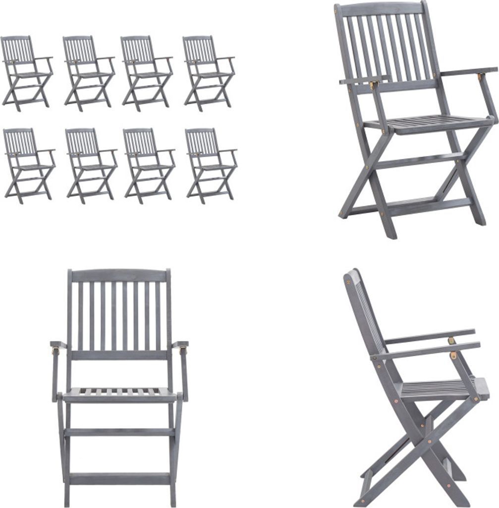 vidaXL Klappbare Gartenstühle 8 Stk. Massivholz Akazie - Gartenstuhl - Gartenstühle - Stuhl - Stühle