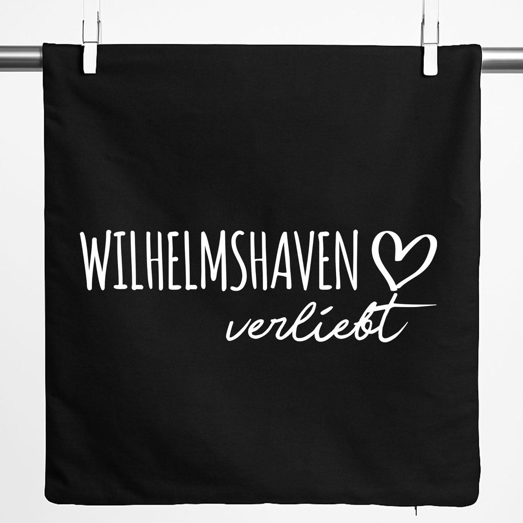 Huuraa Kissenbezug Wilhelmshaven verliebt 40x40cm Black Baumwolle Dekokissenbezug Geschenkidee