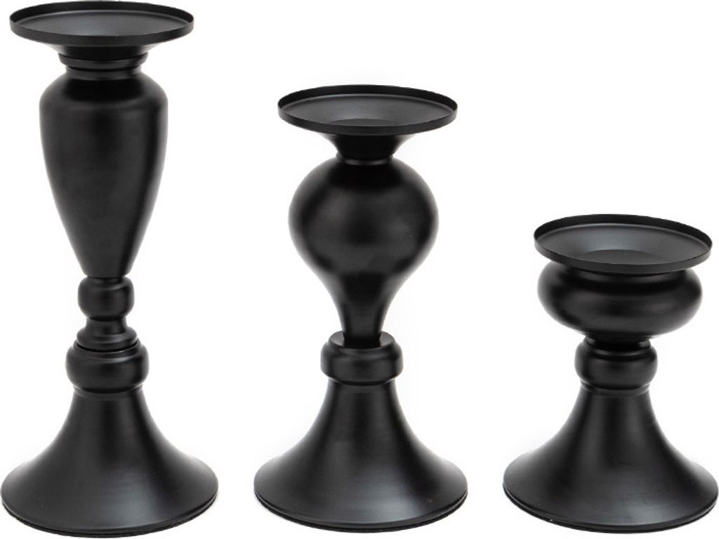 3er Set Kerzenständer Schwarz Vintage Kerzenständer Laternenhalter aus Metall Kerzenständer für Stumpenkerzen, Kerzenständer Deko für Hochzei...