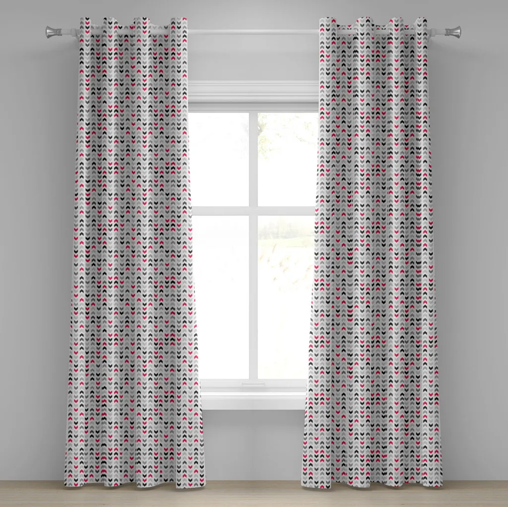 Tende Moderne con Occhielli ABAKUHAUS 280x245 cm Zig Zag Chevron Rosa