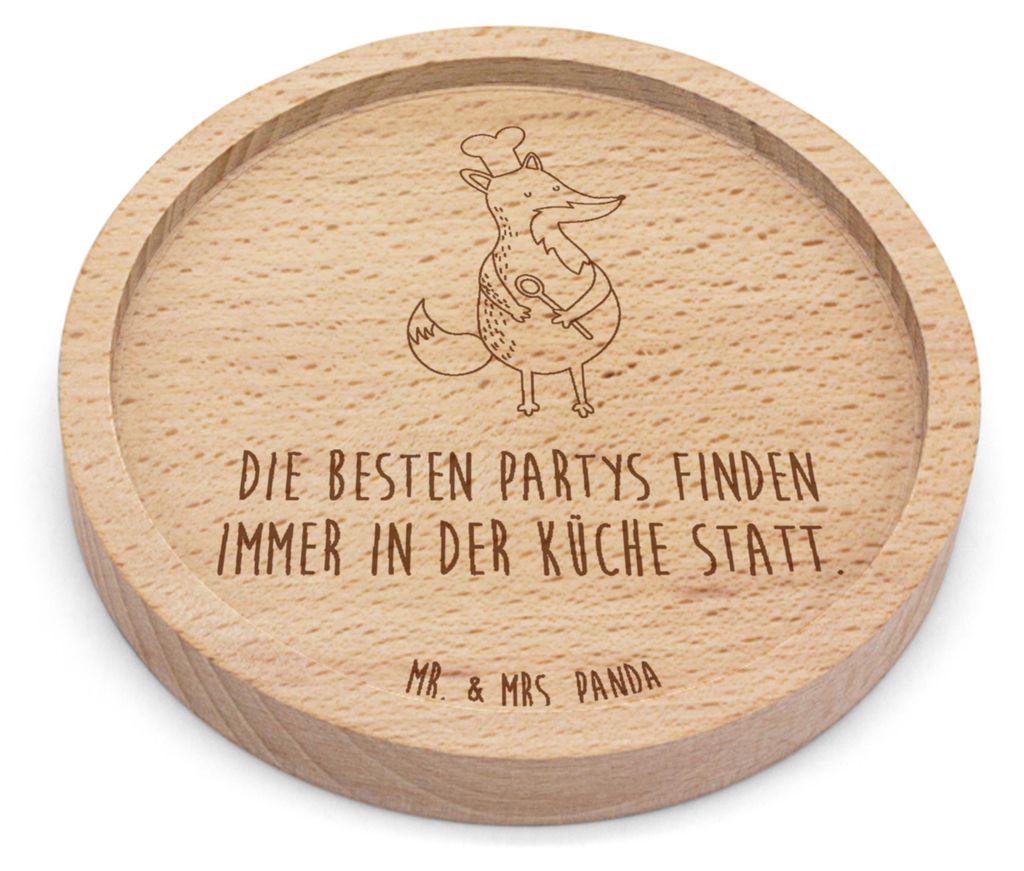 Mr. & Mrs. Panda tee untersetzer Fuchs Koch - Transparent - Geschenk, Bäcker, Chefkoch, Kochen, Tischuntersetzer, Holz Bierdeckel, gläserunterset...