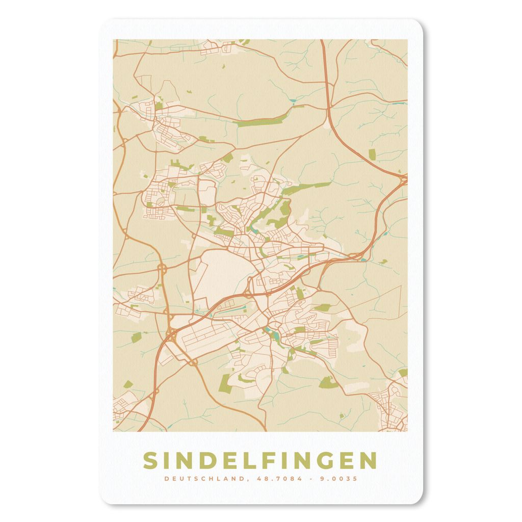 MuchoWow Mauspad Mousepad Karte - Sindelfingen - Karte - Stadtplan - Vintage 18x27 cm - Mousepads - Maus Mat - Pad - Mausunterlage
