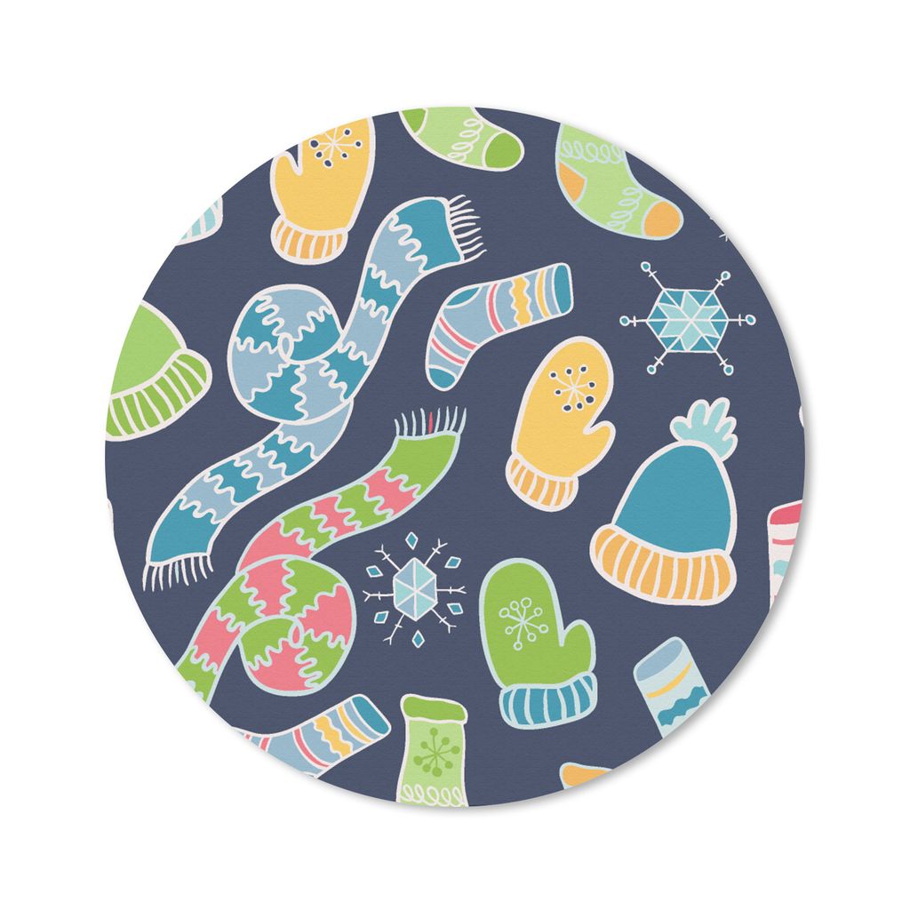 MuchoWow Mauspad Mousepad Schal - Handschuhe - Mütze - Regenbogen - Winter - Schnittmuster 20x20 cm - Mousepads - Maus Mat - Pad - Mausunterlage...