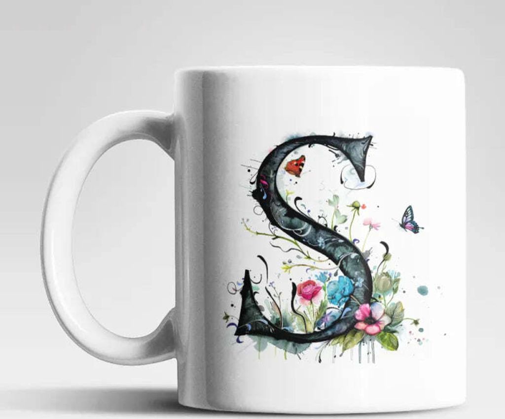 Name A bis Z Blumen Schmetterlinge Kaffeetasse Teetasse Produktbild 