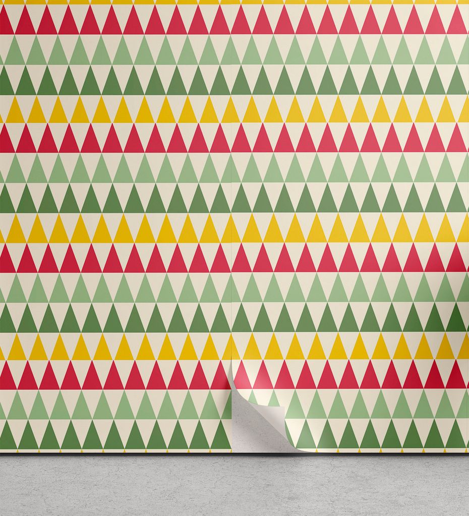 ABAKUHAUS Retro abziehbare & klebbare Tapete für Zuhause, Triangles Bunte, selbstklebendes Wohnzimmer Küchenakzent, 33 cm x 90 cm, Dunkler Coral ...
