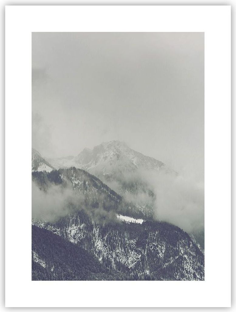 Poster - Poster ohne Rahmen - Berge Wald Nebel - 30x40 cm - Produktbild 