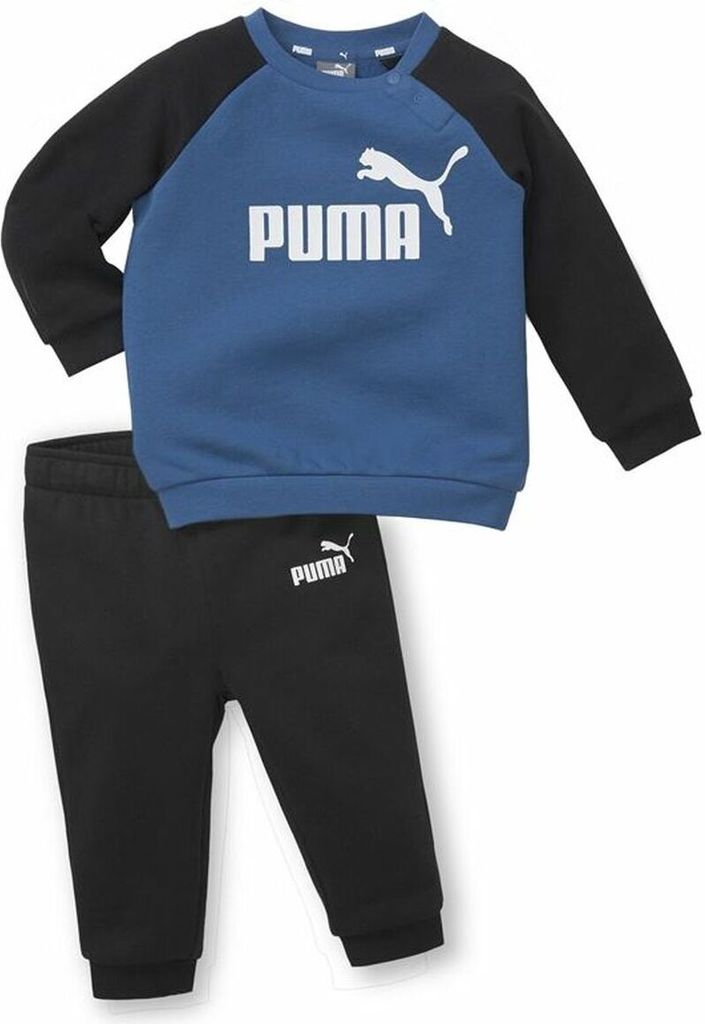 Kinder-Trainingsanzug Puma Minicats Essentials Raglan Schwarz Blau - 9-12 Monate