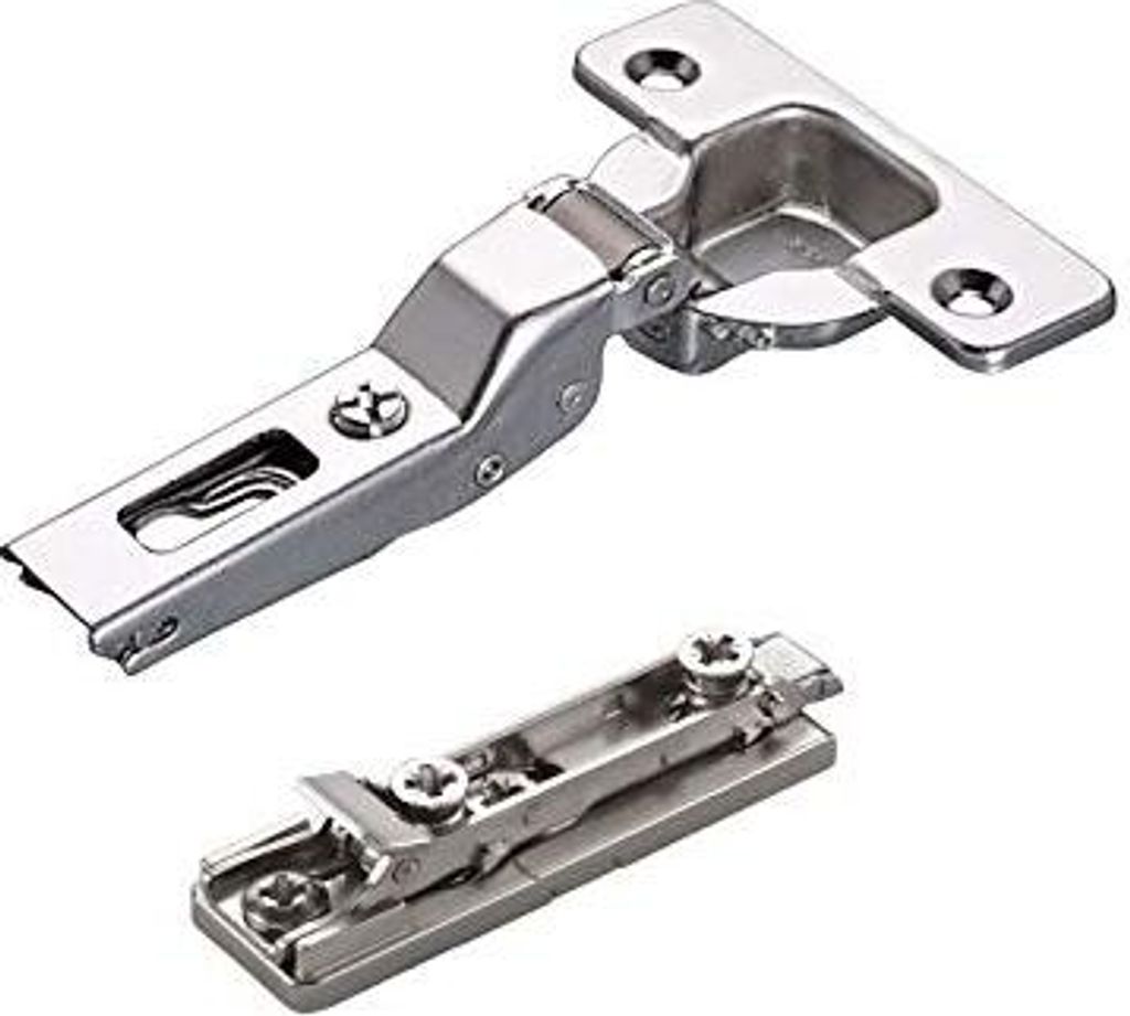 2 x Salice Topfband 110° Serie 200 Bohrbild T45 Mittelanschlag inkl. Linear-Montageplatte Höhe 6 mm mit vormontierten Euroschrauben und Exzenterv...