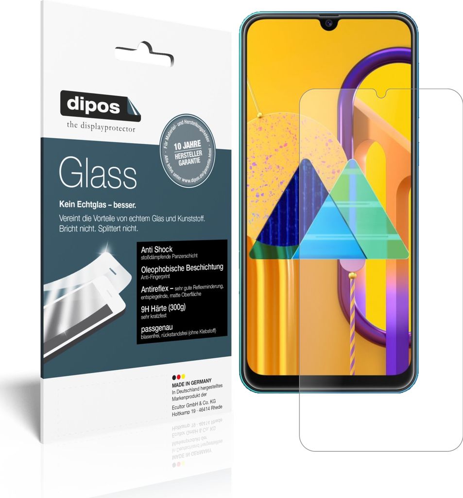 2x Schutzfolie für Samsung Galaxy M31s matt - Anti-Shock 9H Folie dipos Glass Kunststoffglas