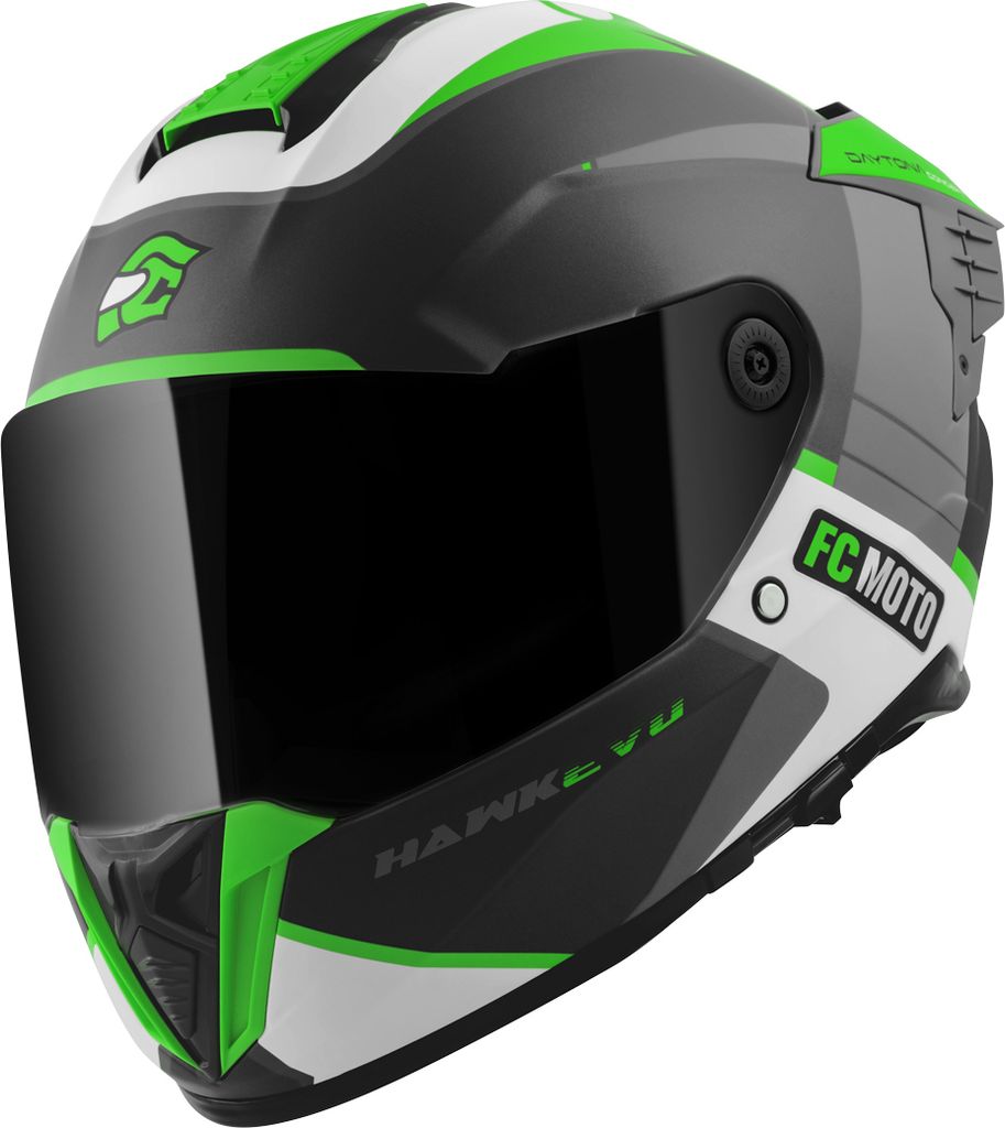 FC-Moto Hawk EVO-X Helm, schwarz matt/grün/weiß, XL
