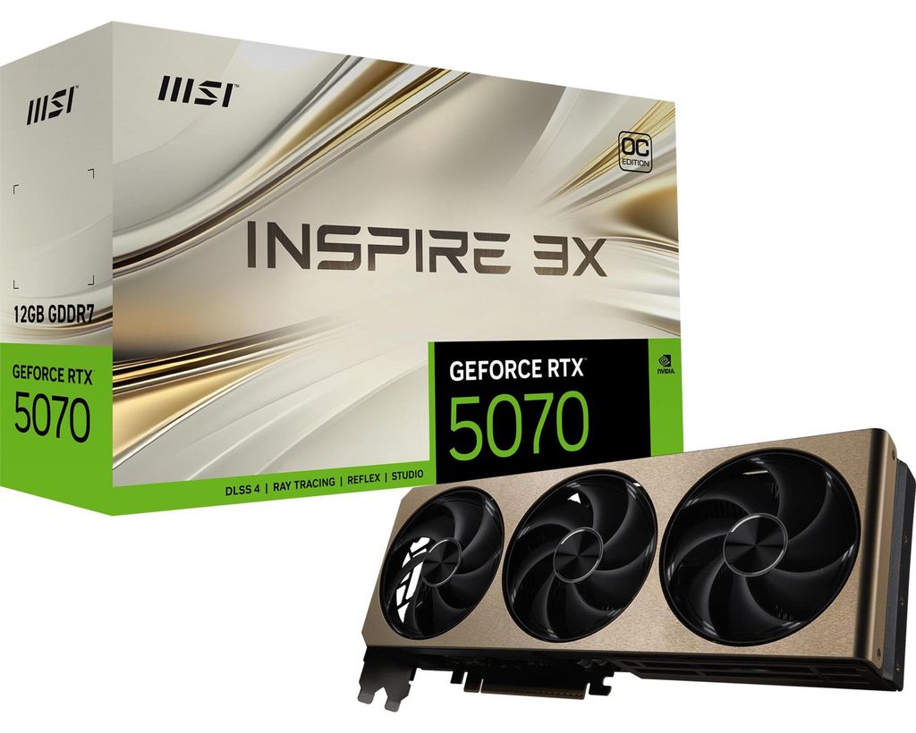 GeForce RTX 5070 12G INSPIRE 3X OC (DLSS 4, 3x DisplayPort, Produktbild 