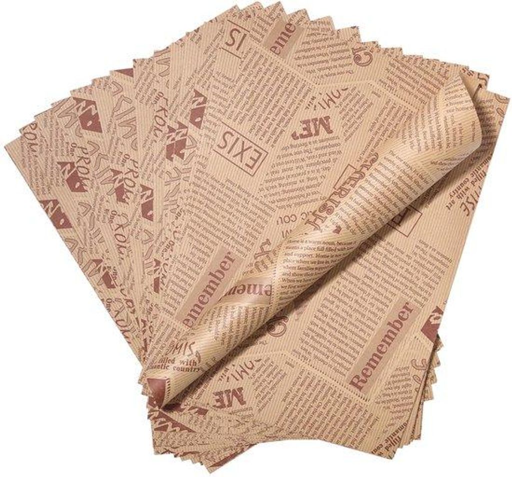 200 Blatt Wasserfestes Burgerpapier, geölt, 33 x 23 cm, für Hamburgers, Sandwiches, Wegwerppapier